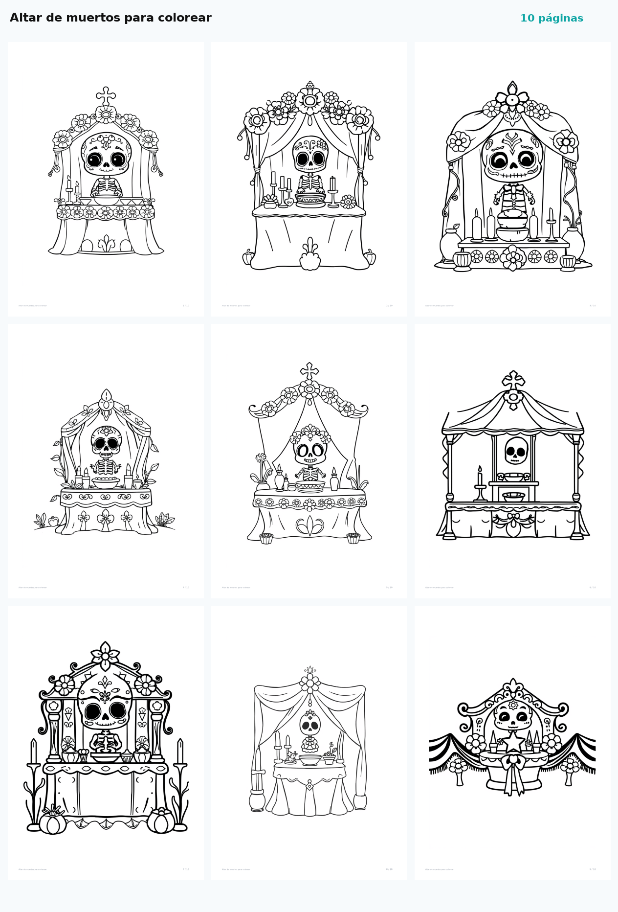 Altar de muertos para colorear