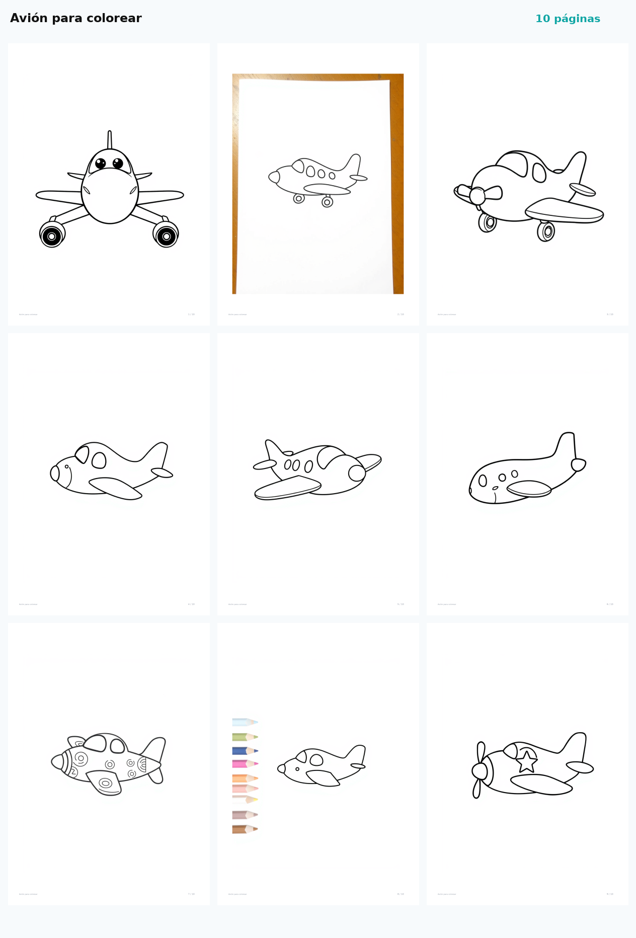Avión para colorear