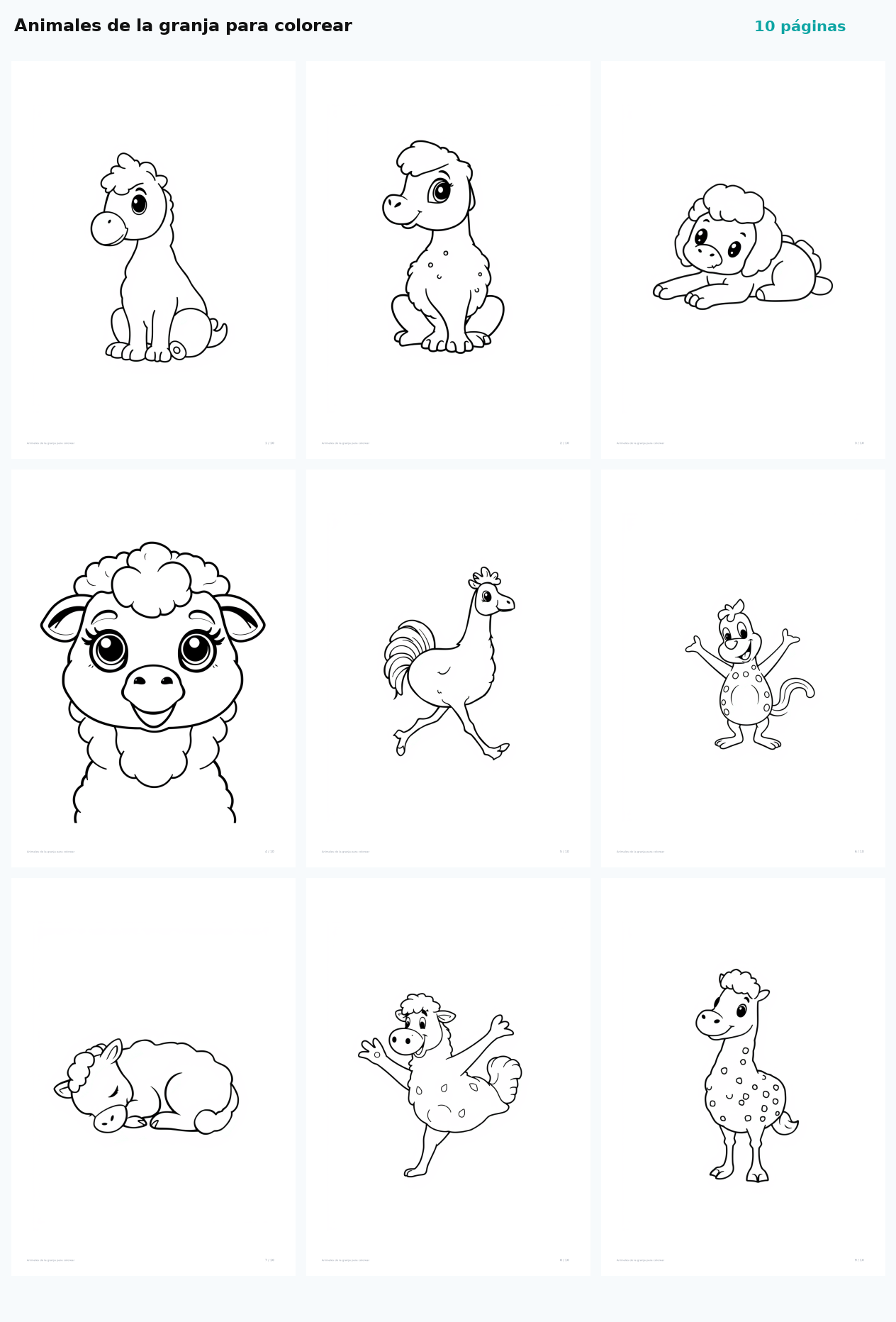 Animales de la granja para colorear
