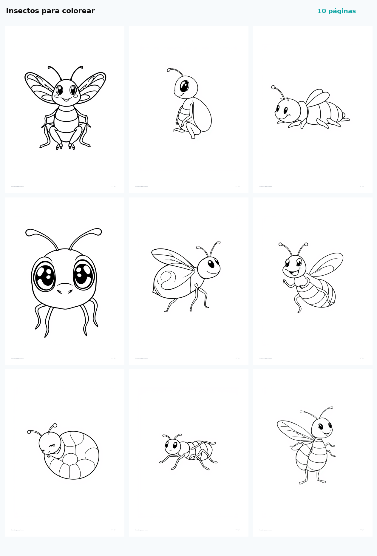 Insectos para colorear