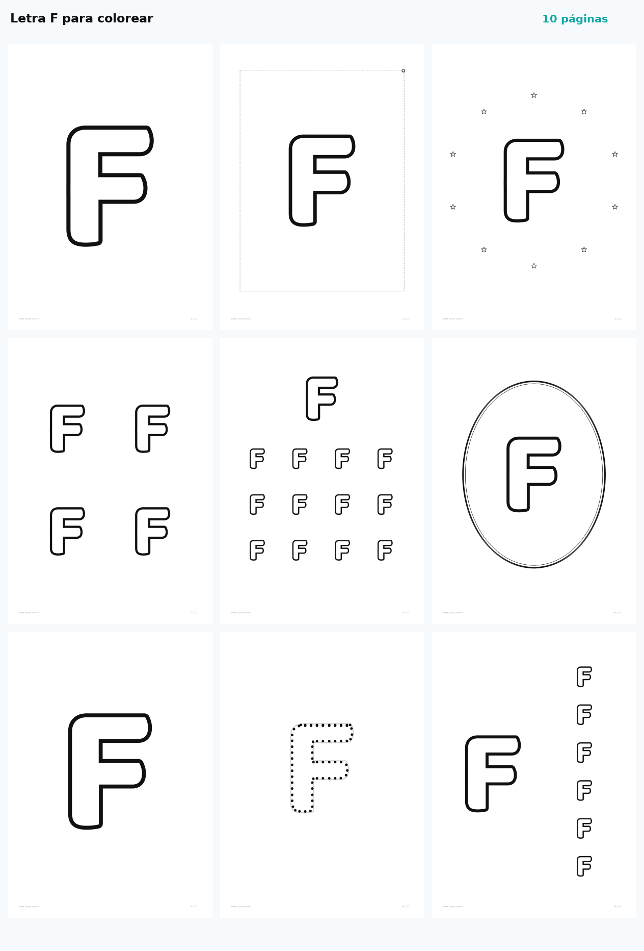 Letra F para colorear