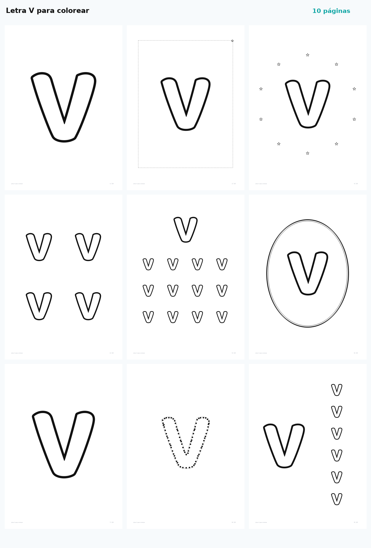 Letra V para colorear