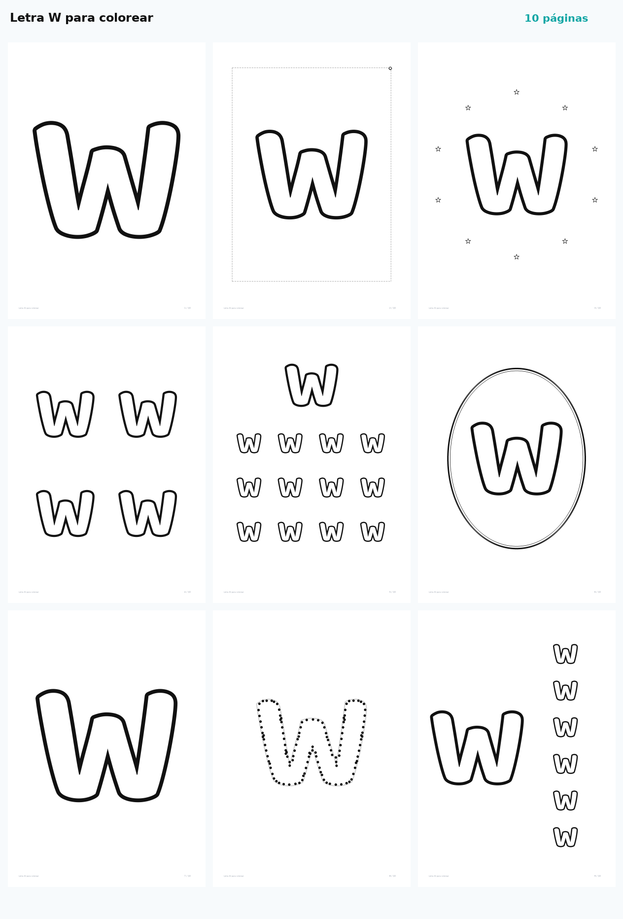 Letra W para colorear