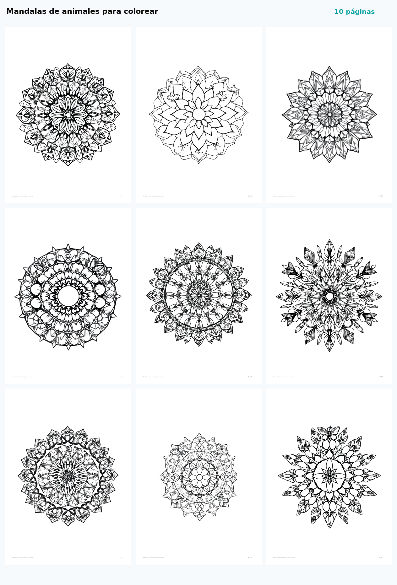Mandalas de animales para colorear