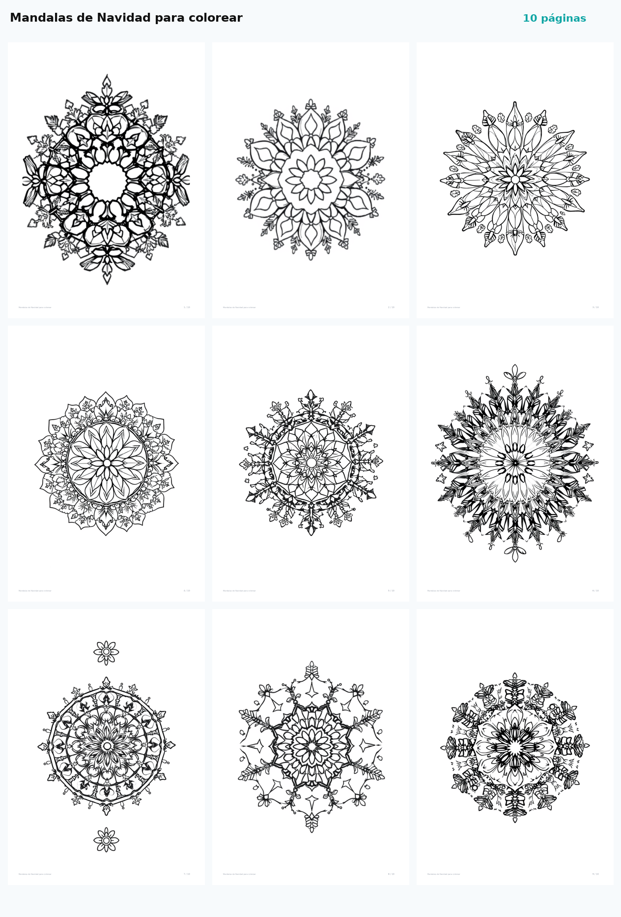 Mandalas de Navidad para colorear
