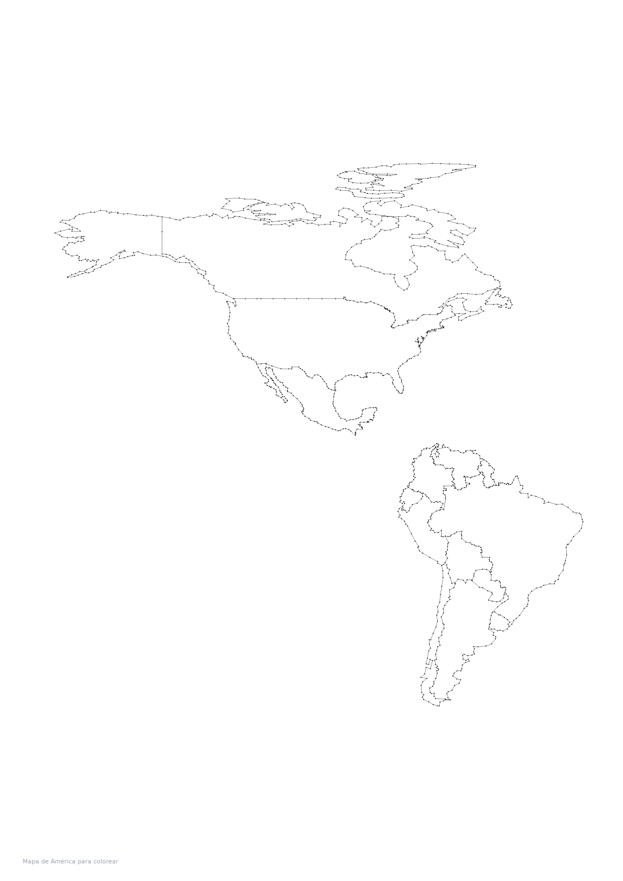 Mapa de América para colorear