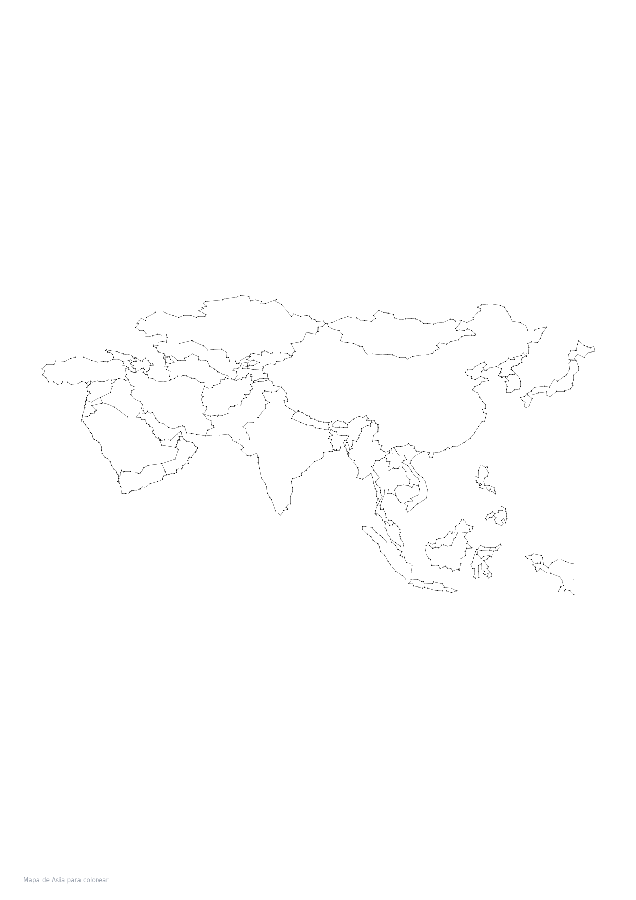 Mapa de Asia para colorear