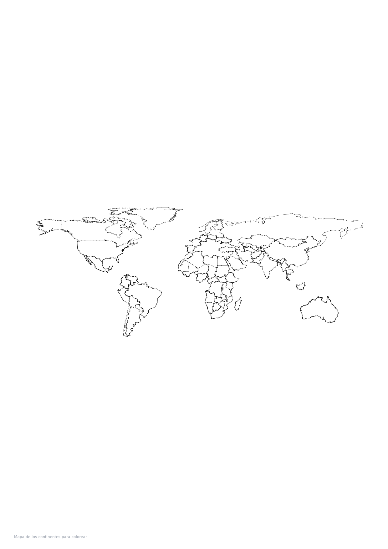 Mapa de los continentes para colorear