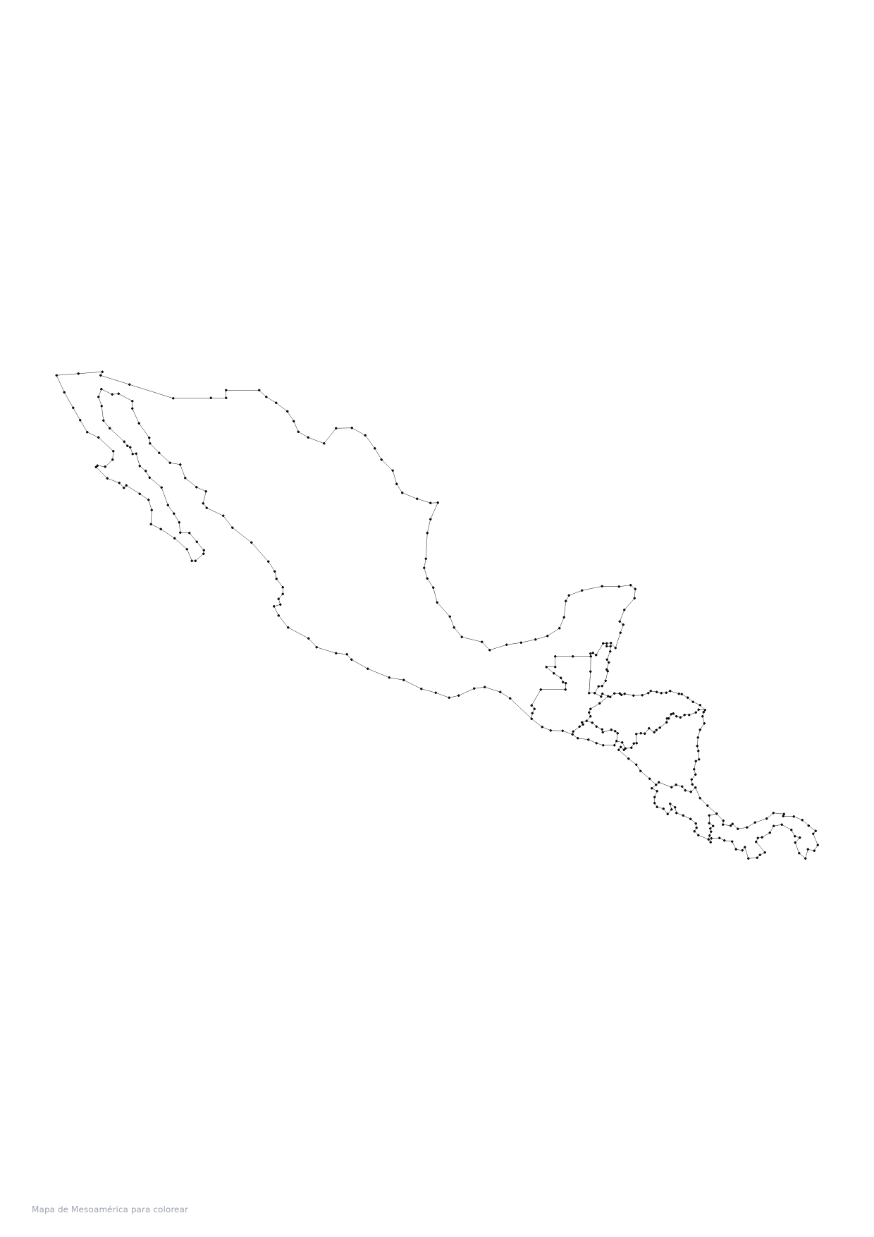 Mapa de Mesoamérica para colorear