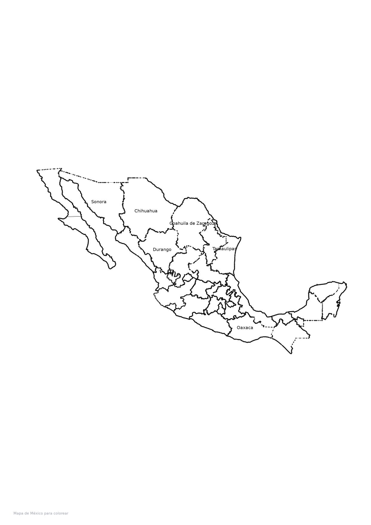 Mapa de México para colorear