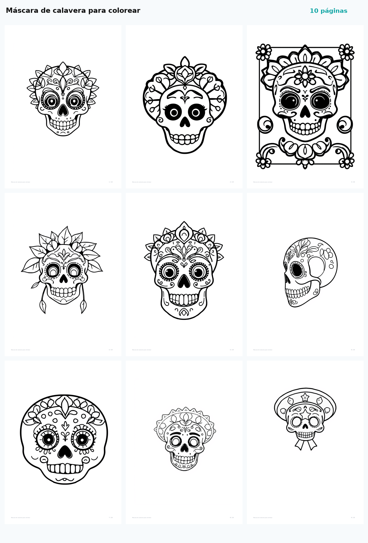 Máscara de calavera para colorear