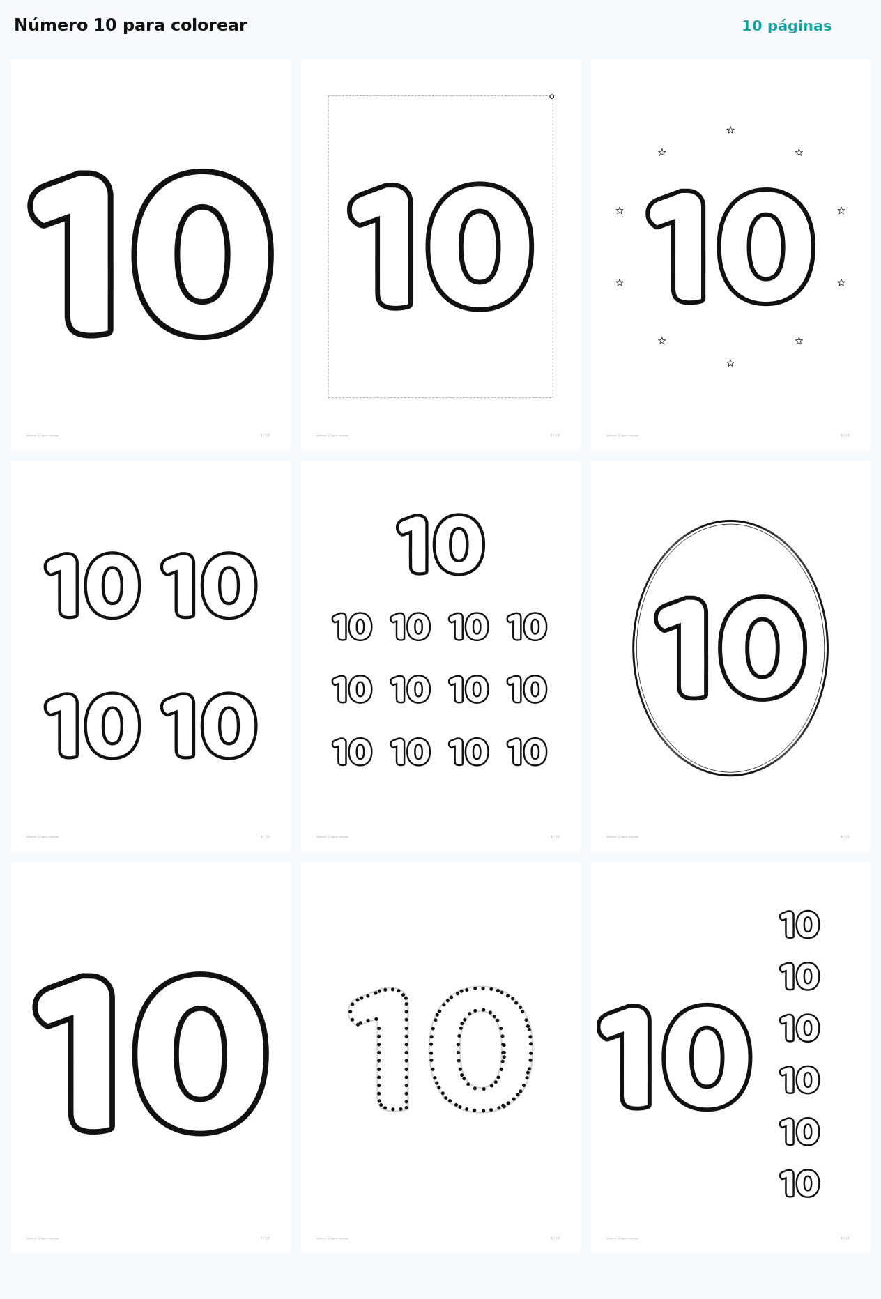 Número 10 para colorear