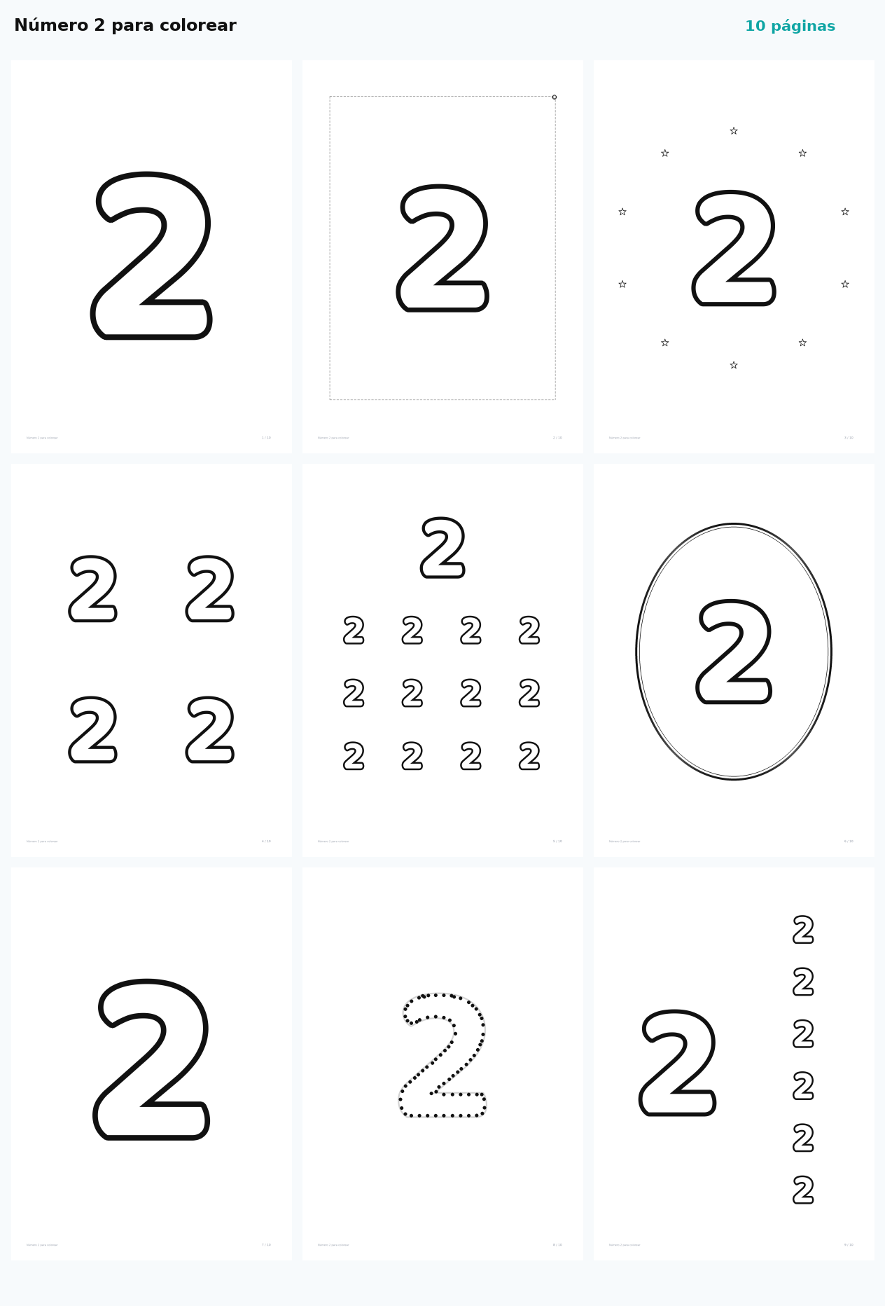 Número 2 para colorear