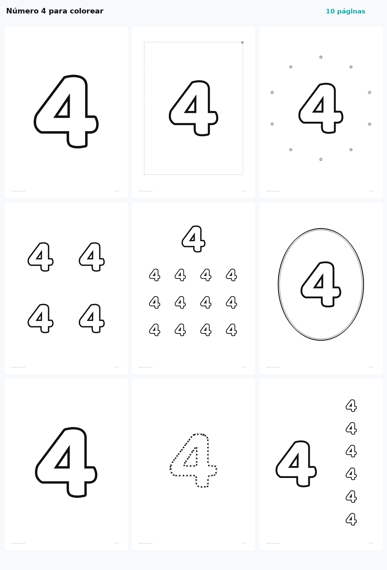 Número 4 para colorear