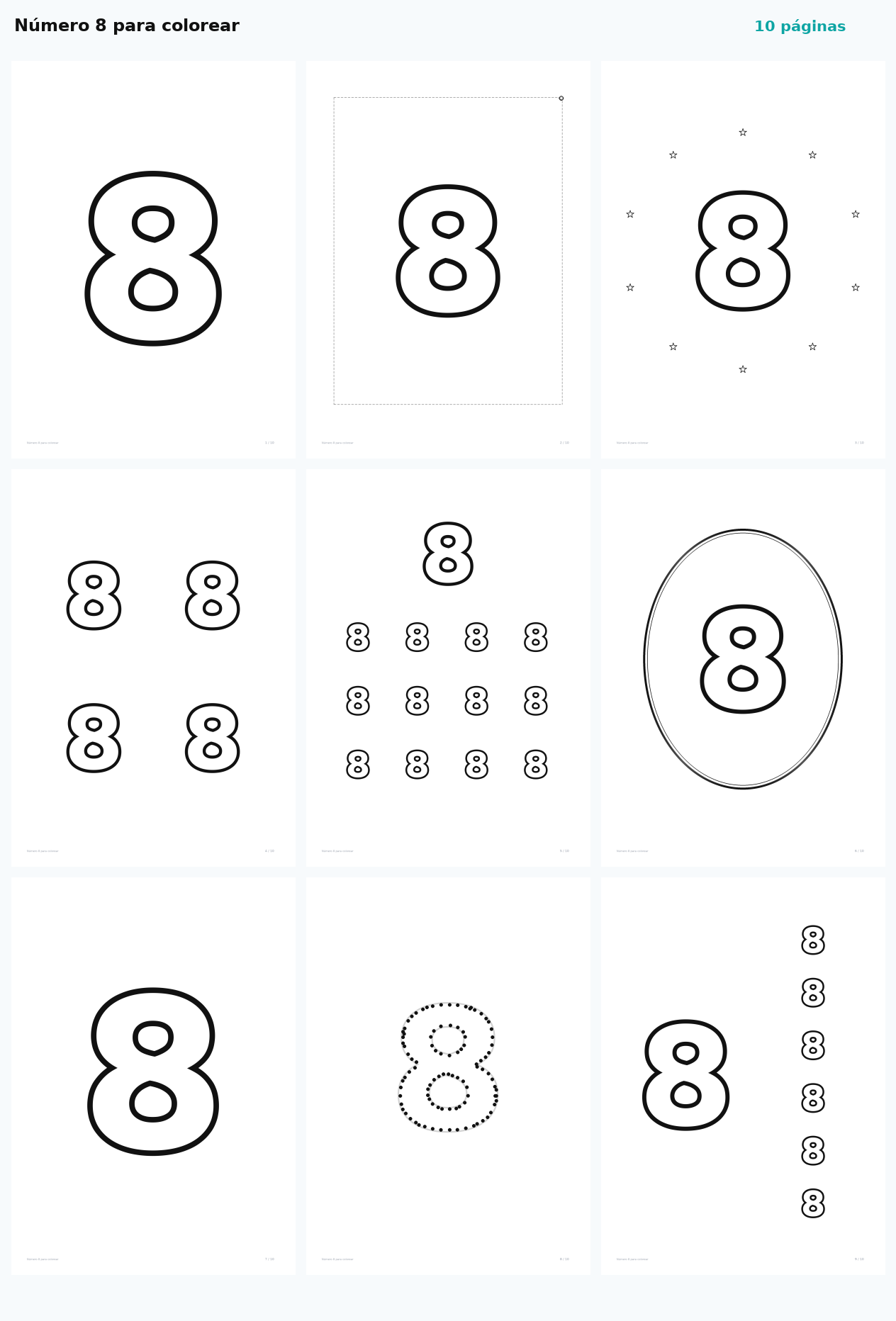 Número 8 para colorear