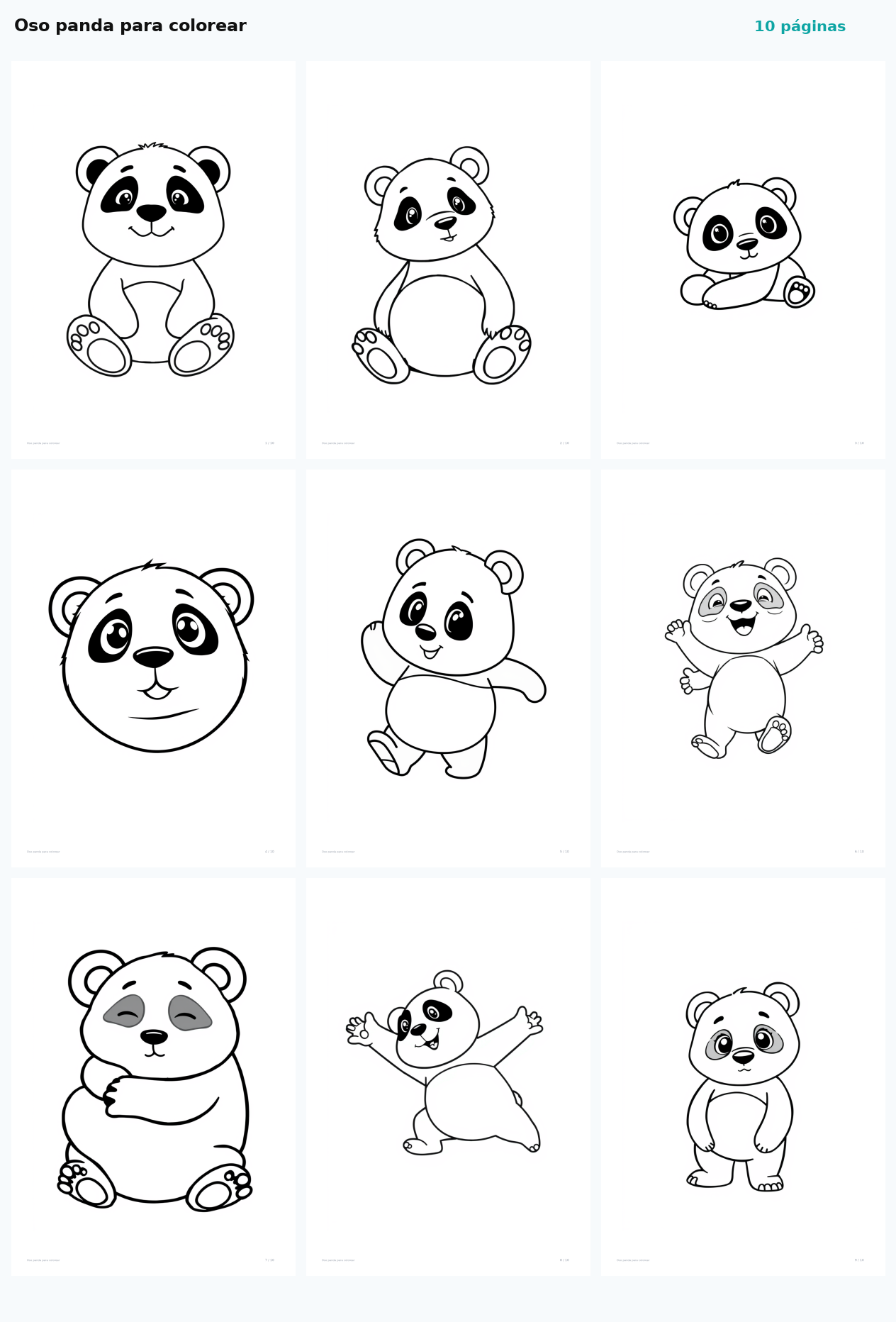 Oso panda para colorear