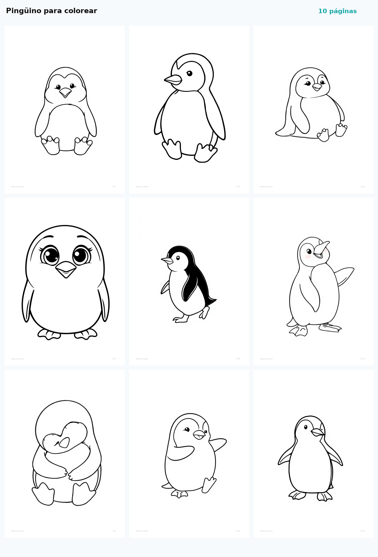 Pingüino para colorear