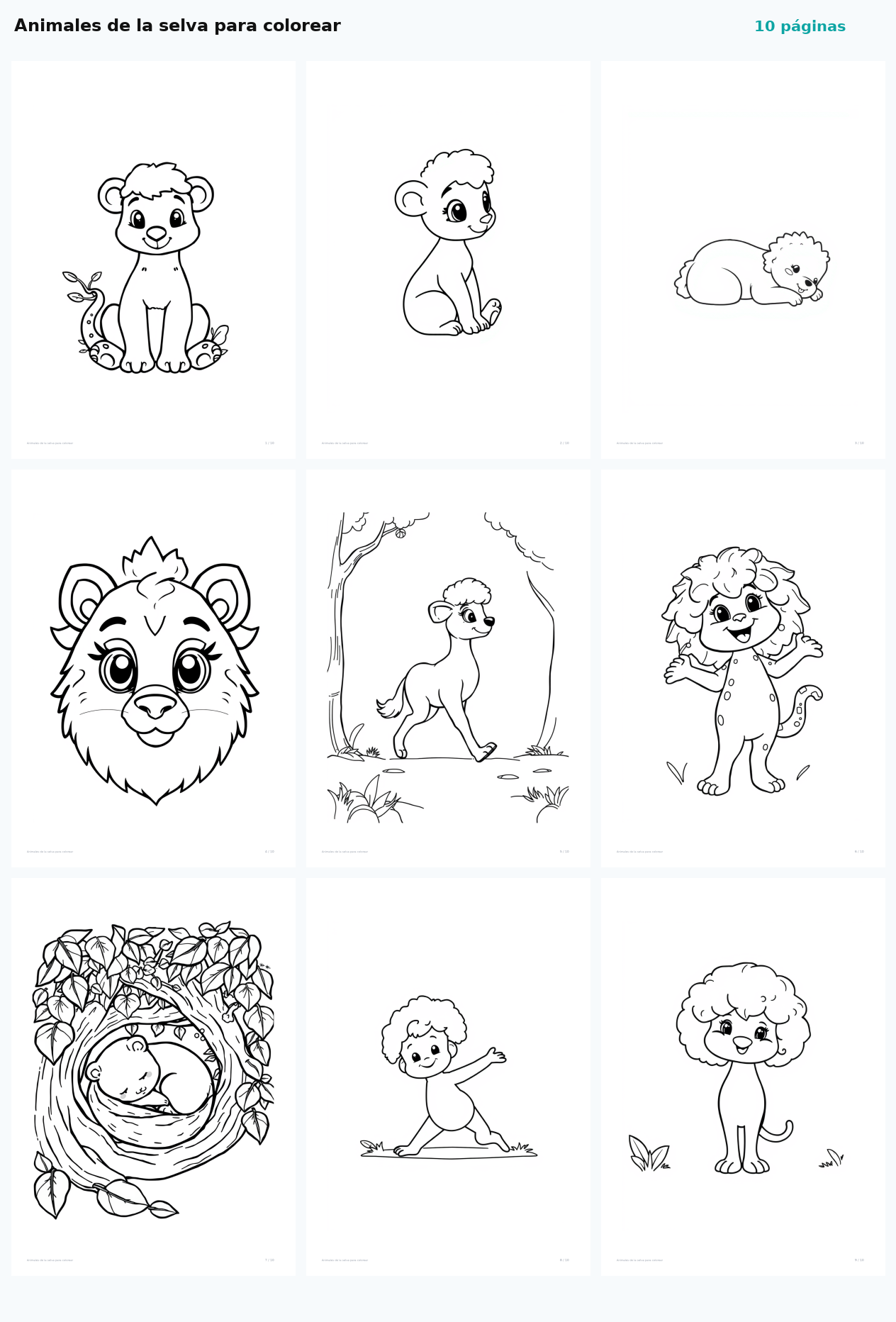 Animales de la selva para colorear