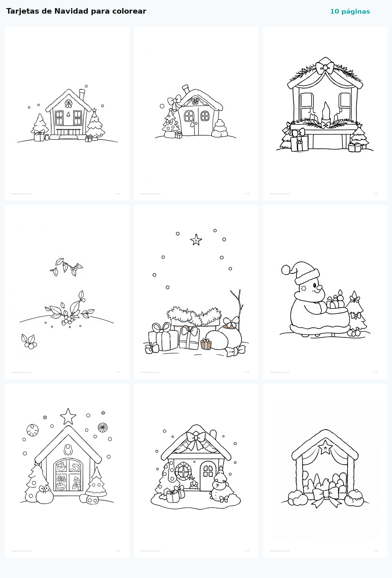 Tarjetas de Navidad para colorear